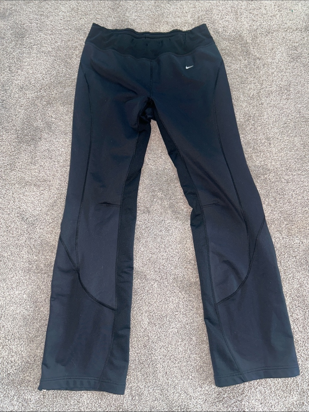Nike Black Performance Flared Leggings with Small Swoosh